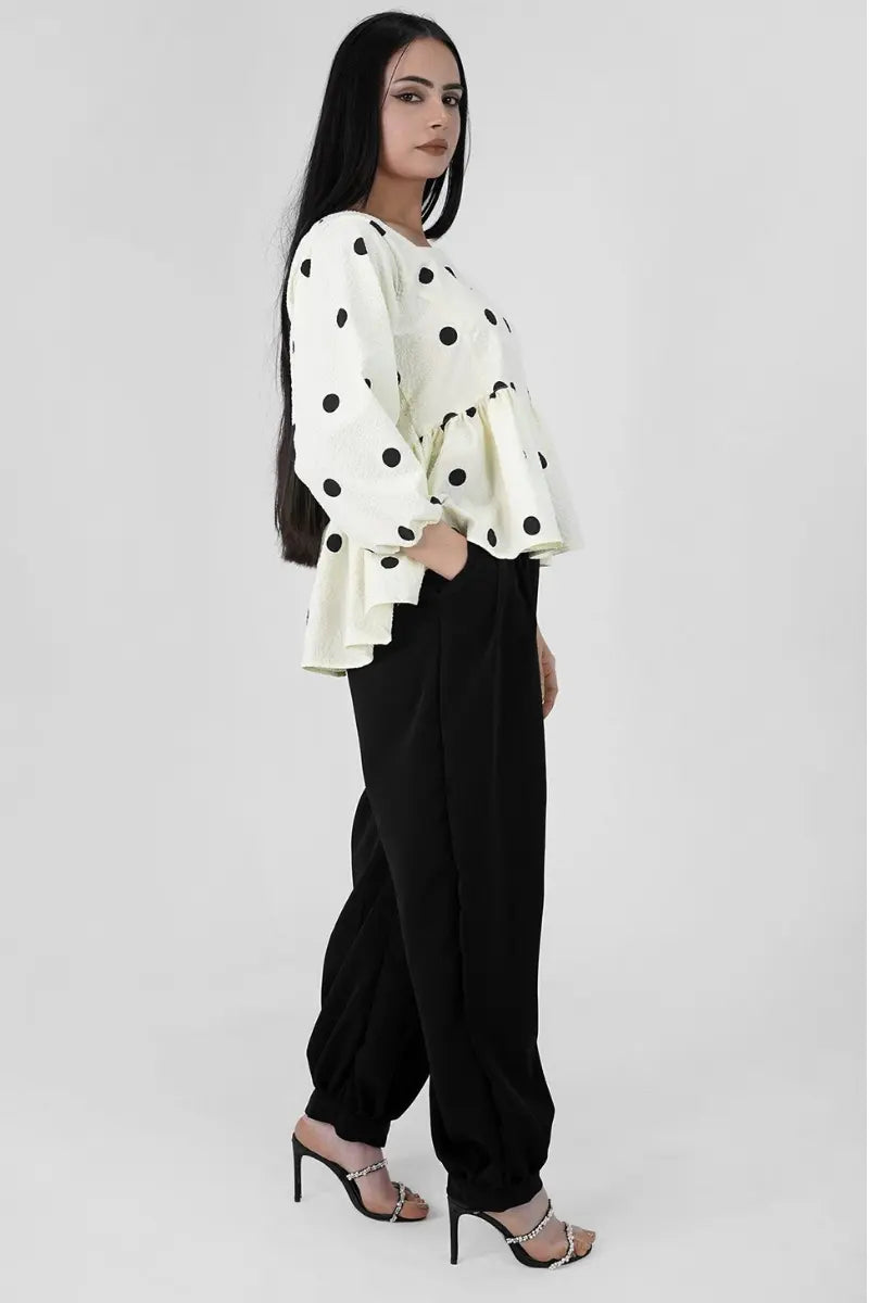 Muse Dots peplum top western wear close up