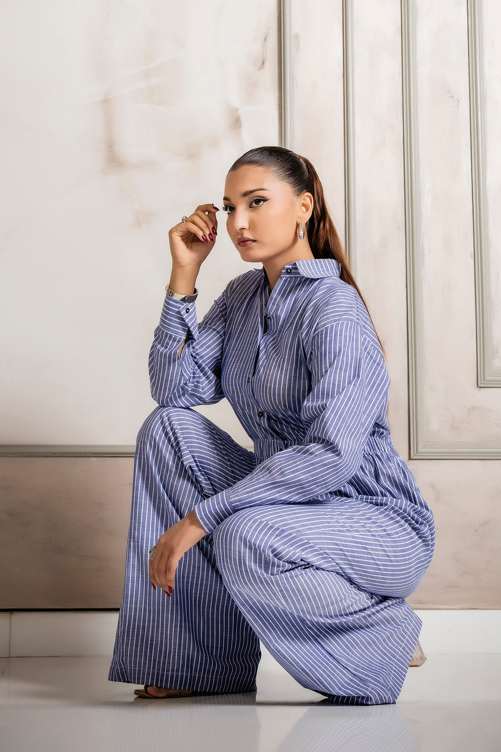 Breezy Blue Striped Jumpsuit
