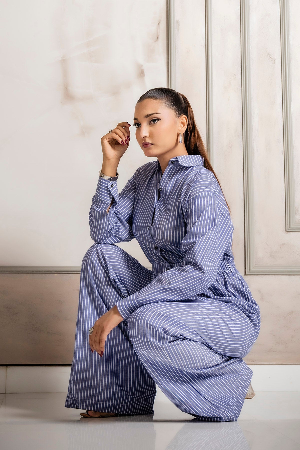 Breezy Blue Striped Jumpsuit