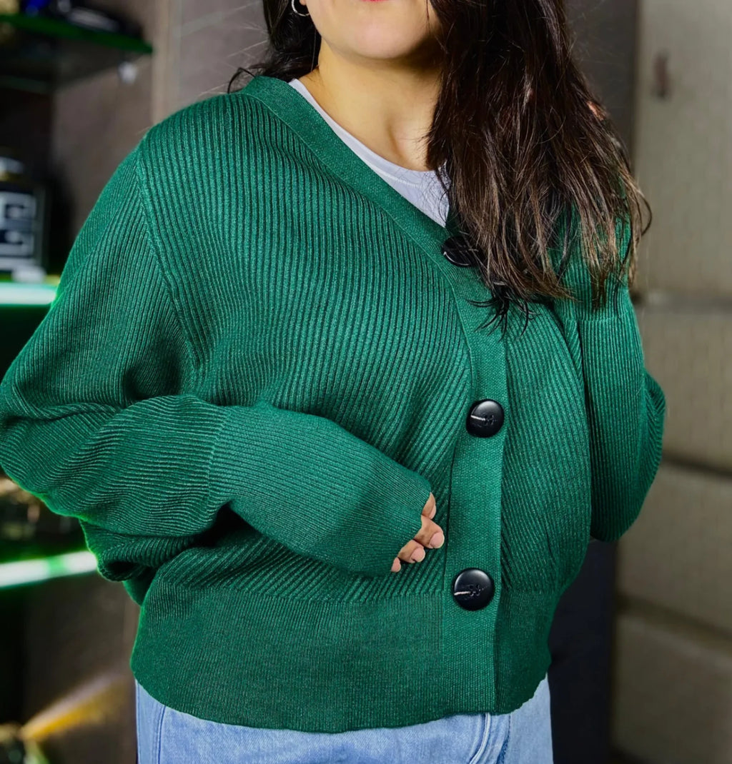 V-Neck Knit Cardigan Loose Bat Sleeve