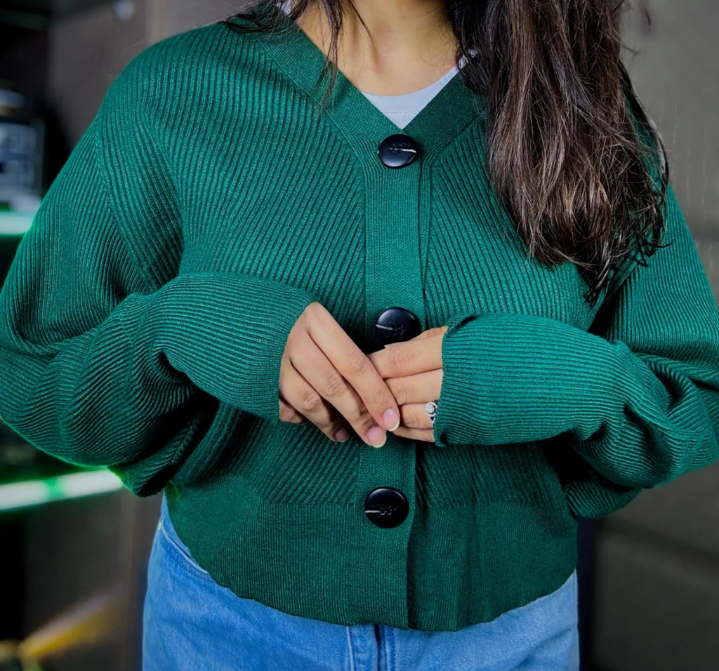V-Neck Knit Cardigan Loose Bat Sleeve
