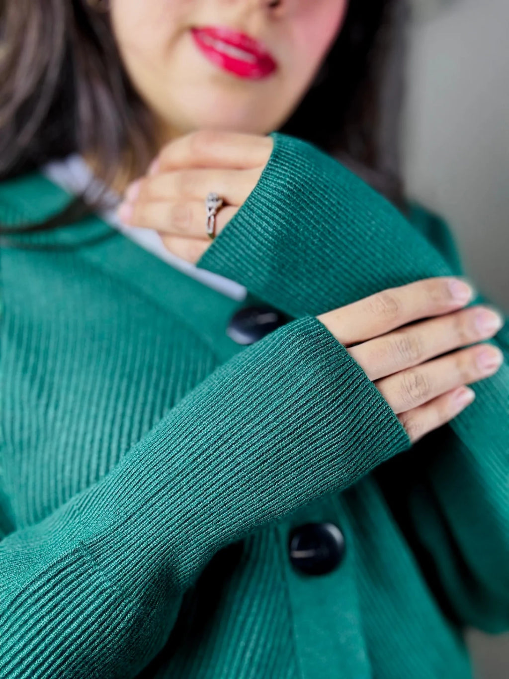 V-Neck Knit Cardigan Loose Bat Sleeve