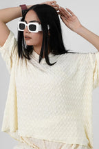 Bubble Crinkle White Co-Ord Set close up