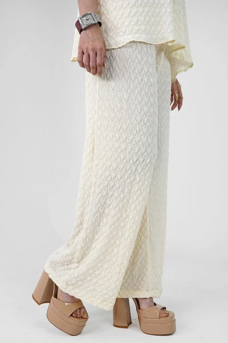 Bubble Crinkle White Co-Ord Set fabric detail