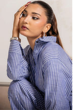 Breezy Blue Striped Jumpsuit side view