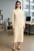 White high-neck sweater dress for women