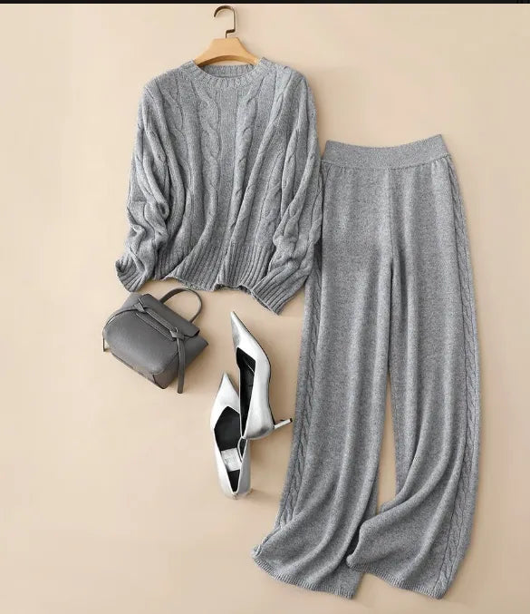 Classic Crop sweater and Wide leg pants