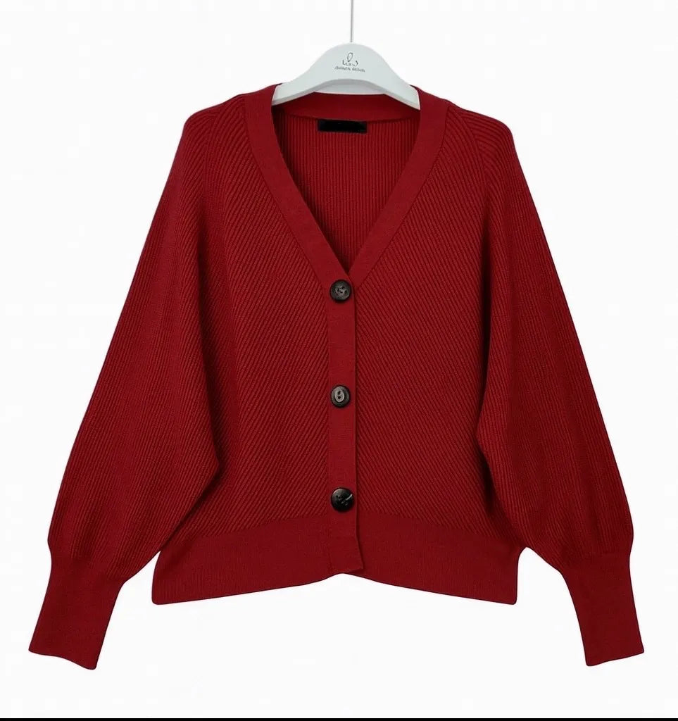 V-Neck Knit Cardigan Loose Bat Sleeve