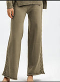 White knitted wide-leg pants for women