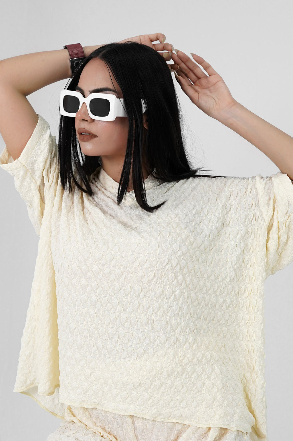 Bubble Crinkle All White Co-Ord Set – Textured Western Wear