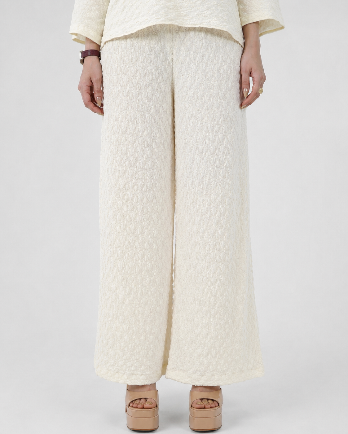 Bubble Crinkle White Pants