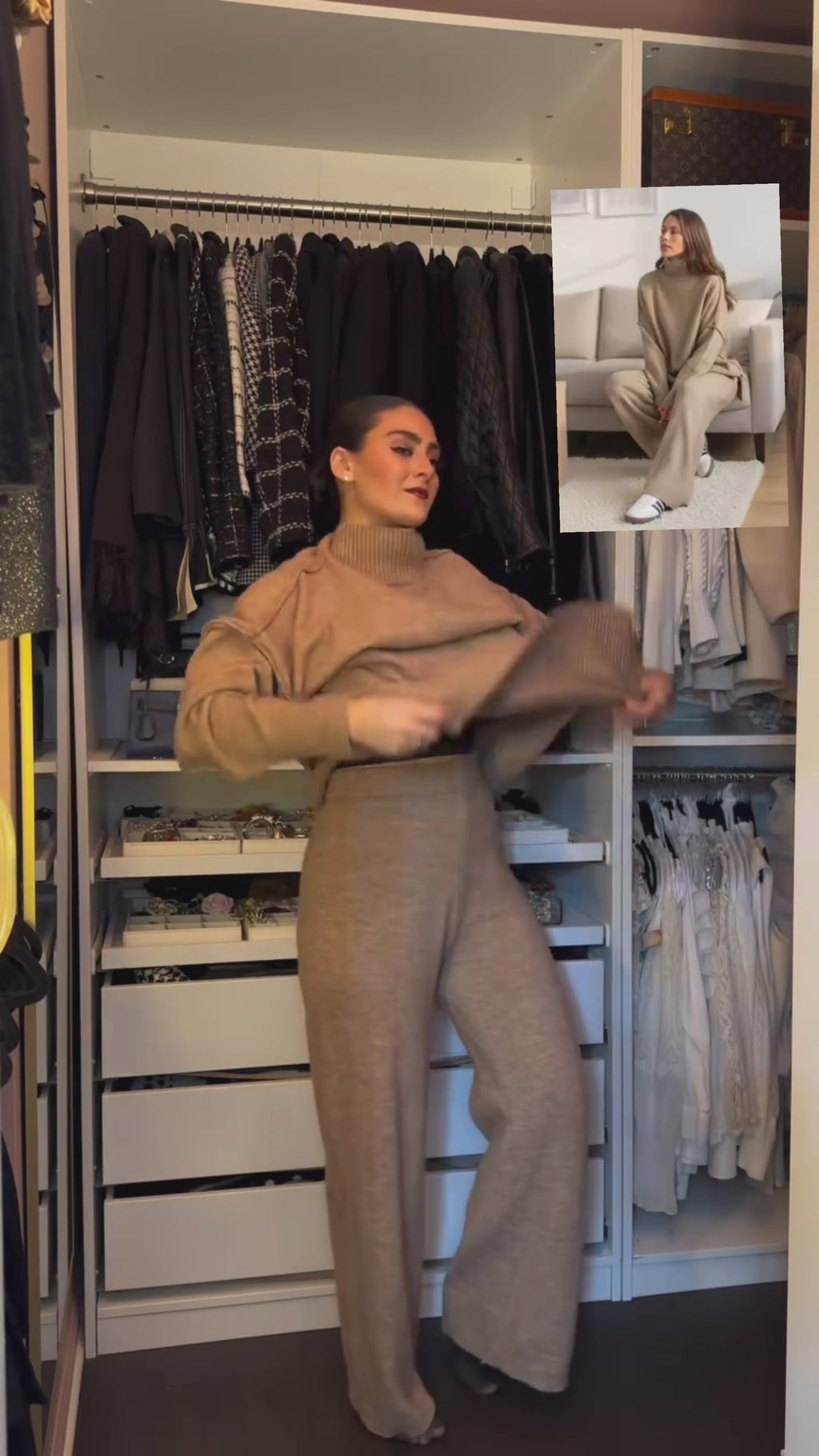 Winter Turtleneck Sweater and Wide Leg Pants