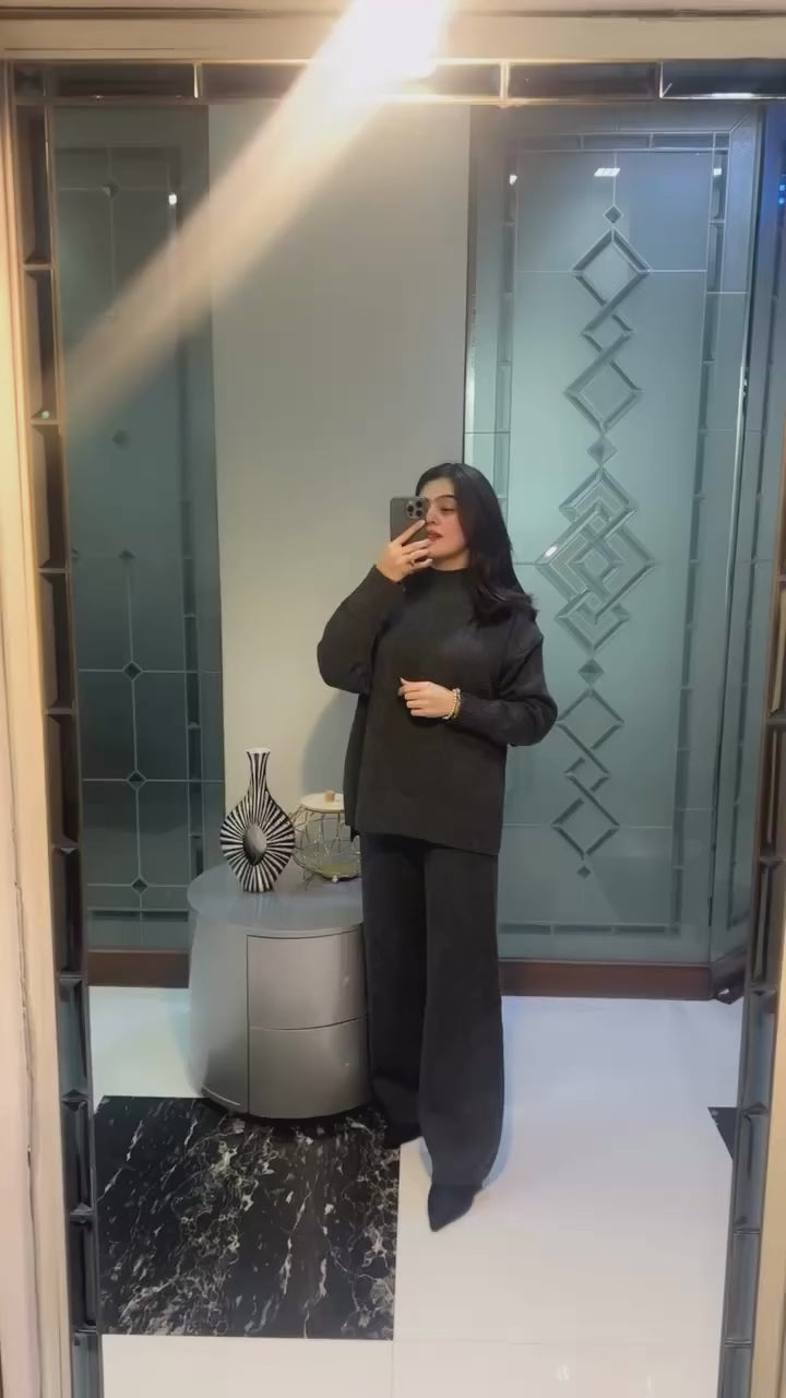 Winter Turtleneck Sweater and Wide Leg Pants